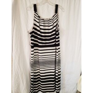 Women's Liz Claiborne Sleeveless Black And White Striped Midi Dress Size XL